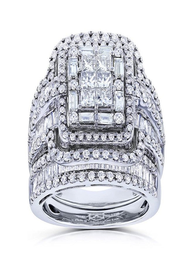 EUJHRTM 925 Sterling Silver Wedding Set, 3ct Cut Cubic Zirconia Halo Ring, Foldable Wedding Set, Eternal Engagement Ring, Size 7, ZY-PU139-Y3 - Image 5